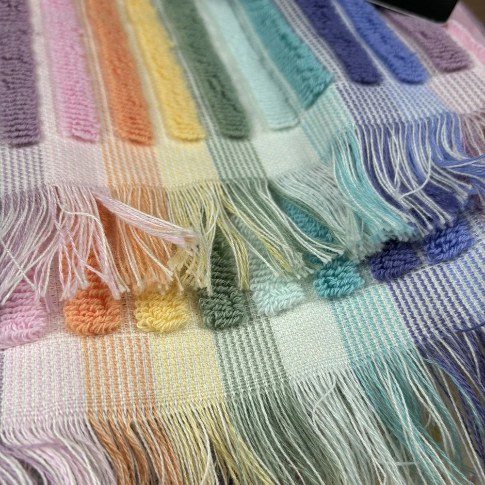 Rachel Zoe Set Of 2 Viral Rainbow Stripe Beach Towels 100% COTTON NWT Retro Boho